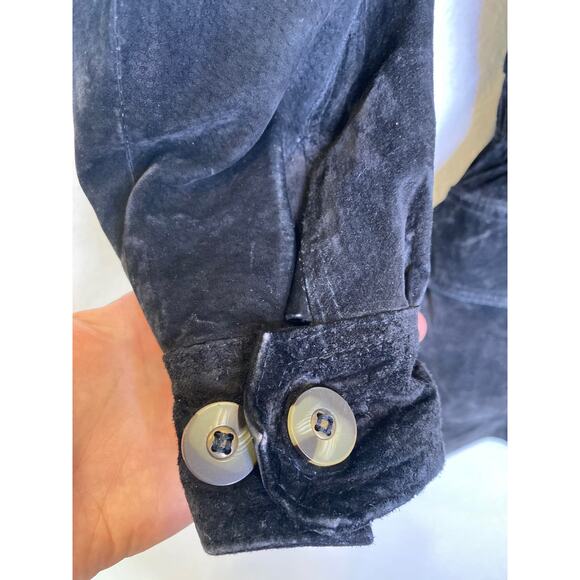 Express Black Vintage 90s Y2K Leather Suede Peplum Parka Jacket Sz XS Zipper - Picture 4 of 16